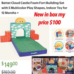 New in box Battat Cloud Castle Foam Fort Building Set with 5 Multicolor Play Shapes, Indoor Toy for 12 Months + 🚨$100 firm pick up east Palmdale