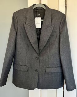 ANINE BING ROSS SINGLE-BREASTED BLAZER IN DARK HEATHER GREY S