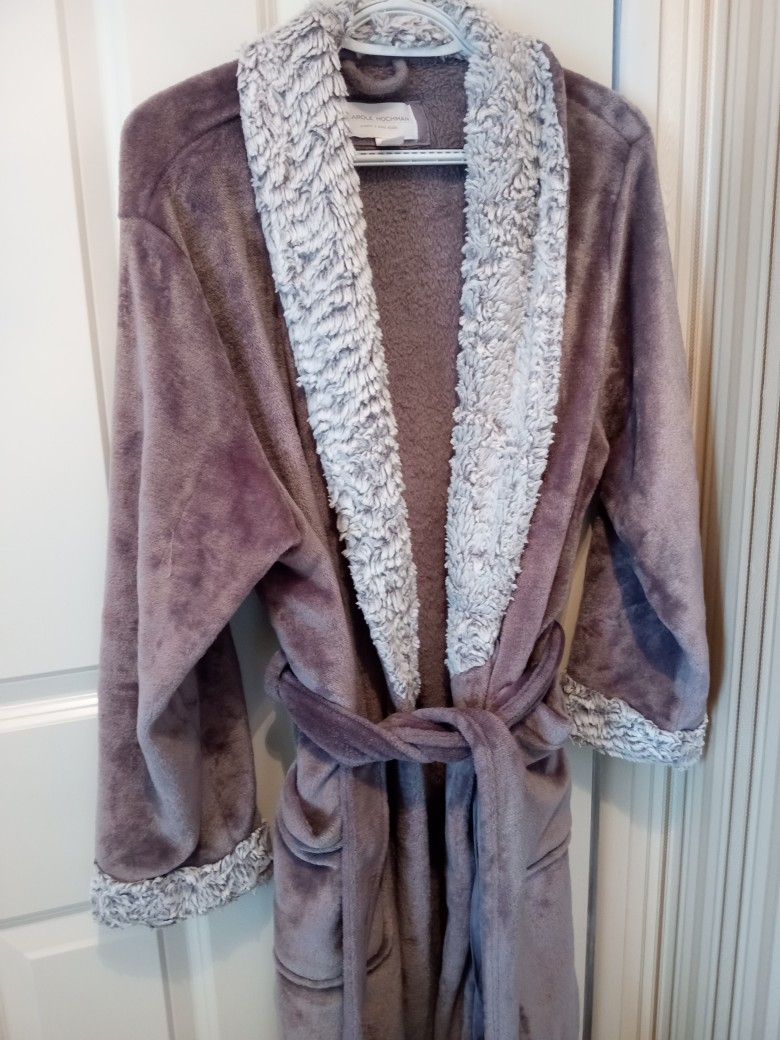 Carole Hochman Purple With Grey Trim Ladies Bathrobe Size Large