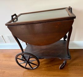 Antique Tea Car with Glass Tray