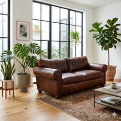 Restoration Hardware (RH) Lancaster Leather Sofa – Down-Filled & Ultra Comfortable