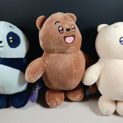 We Bare Bears Plush Toy 7" Bears Standing Cuddle Soft Plushies Set of 3 CN 2024