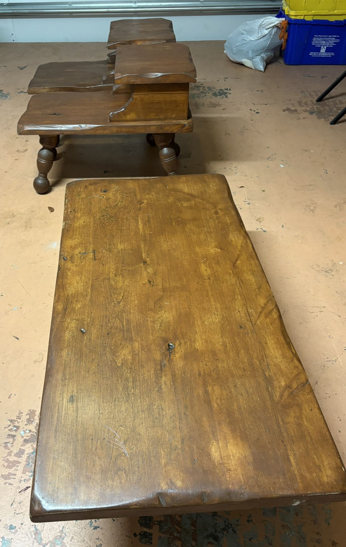 Three Piece Solid Wood Rustic Coffee And End Tables