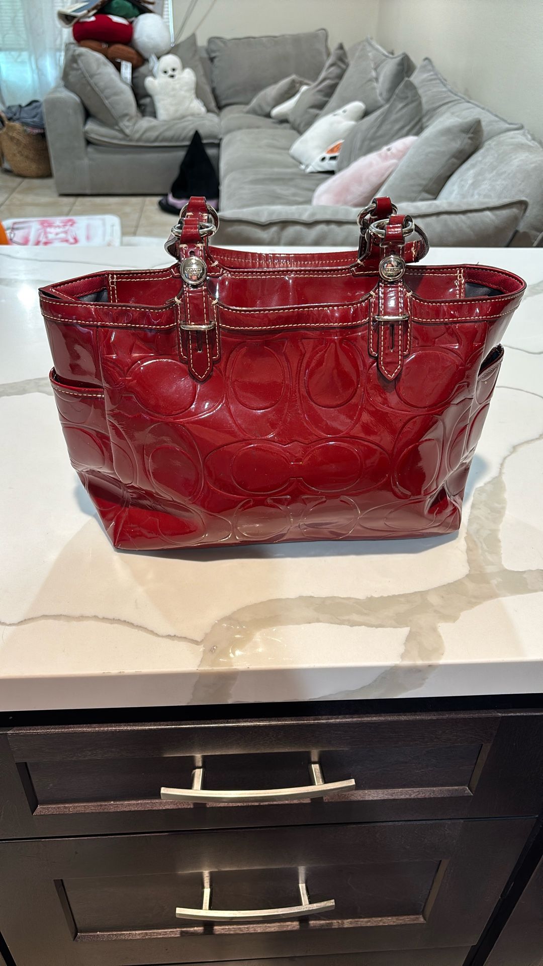 Coach Red Patent Leather Tote