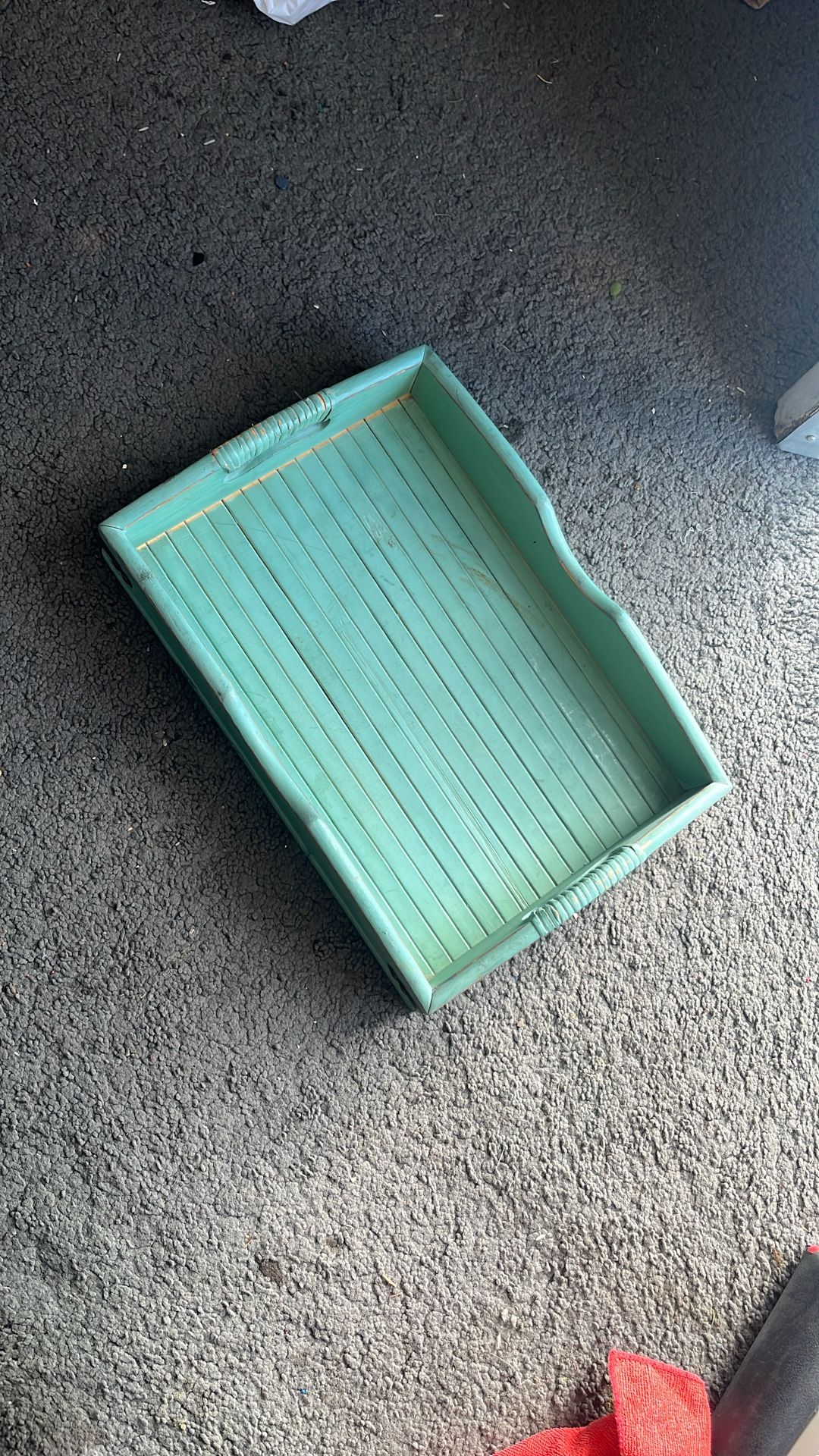Vintage Bamboo Green Tray For Fall Decorations, $20