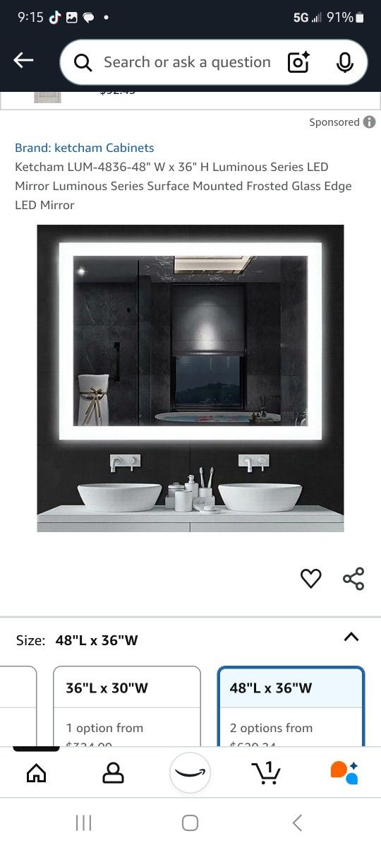 48x38 LED Vanity Mirror