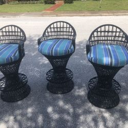 Vintage Mid Century Woodard Swivel Bar Stools 