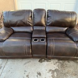 Two Seat Reclining Leather Couch