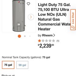 75 Gallon Water Heater 