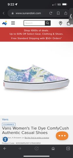 Vans Women's Tie Dye ComfyCush Authentic Casual Shoes 6.5 Worn Once