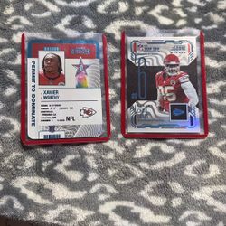 2025 Score - Top 100 Chris Jones #6 And 2024 Panini Contenders Xavier Worthy Permit To Dominate #7 RC SSP Case HIT