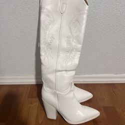 White Cowboy Boots Size 8