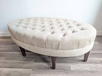 Button Tufted Oval Ottoman - 48" x 28" x 18" tall