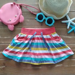 3T-4T MULITICOLOR STRIPED KNIT SKIRT W/BUILT-IN BIKER SHORTS