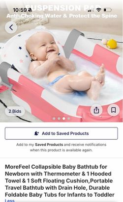 MoreFeel Collapsible Baby Bathtub with Cushion