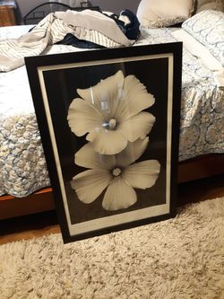 Flowers In Large Black Frame