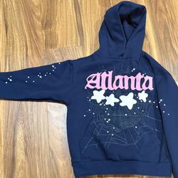 Sp5der Spyder Hoodie Blue Atlanta Pink Stars Small