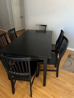 Black Wooden Table With Extender