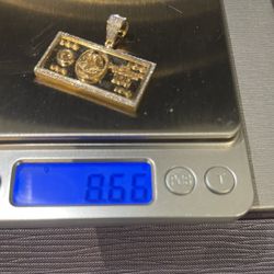 $100 Bill Diamond & Gold Pendant 