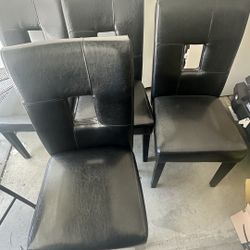 Set of 4 Black Faux Leather Dining Chairs 