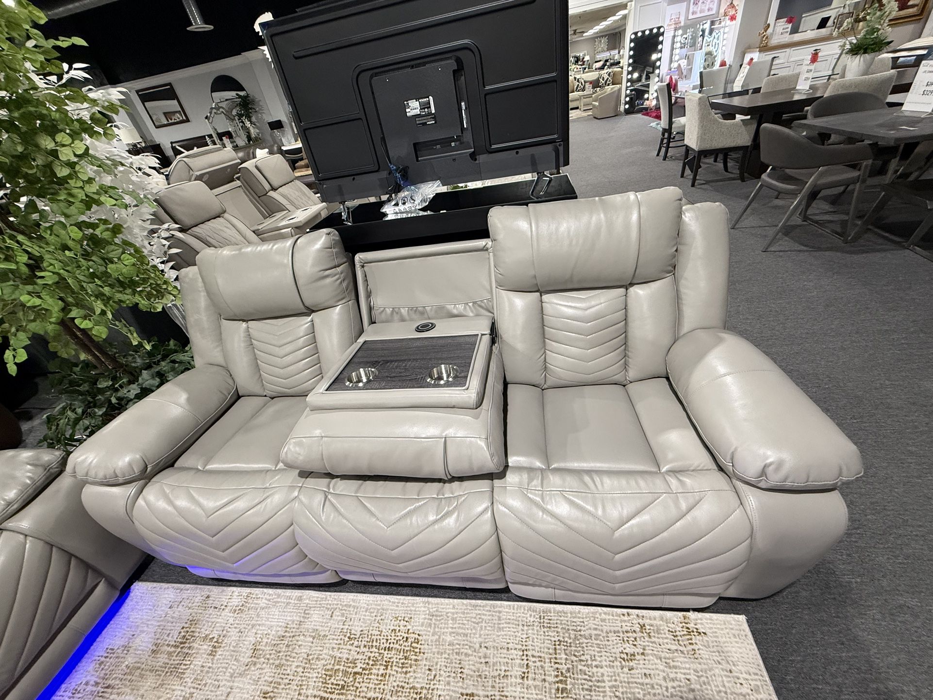 2 Pc Power Recliner Sofa And Loveseat With Speaker And Led Lights