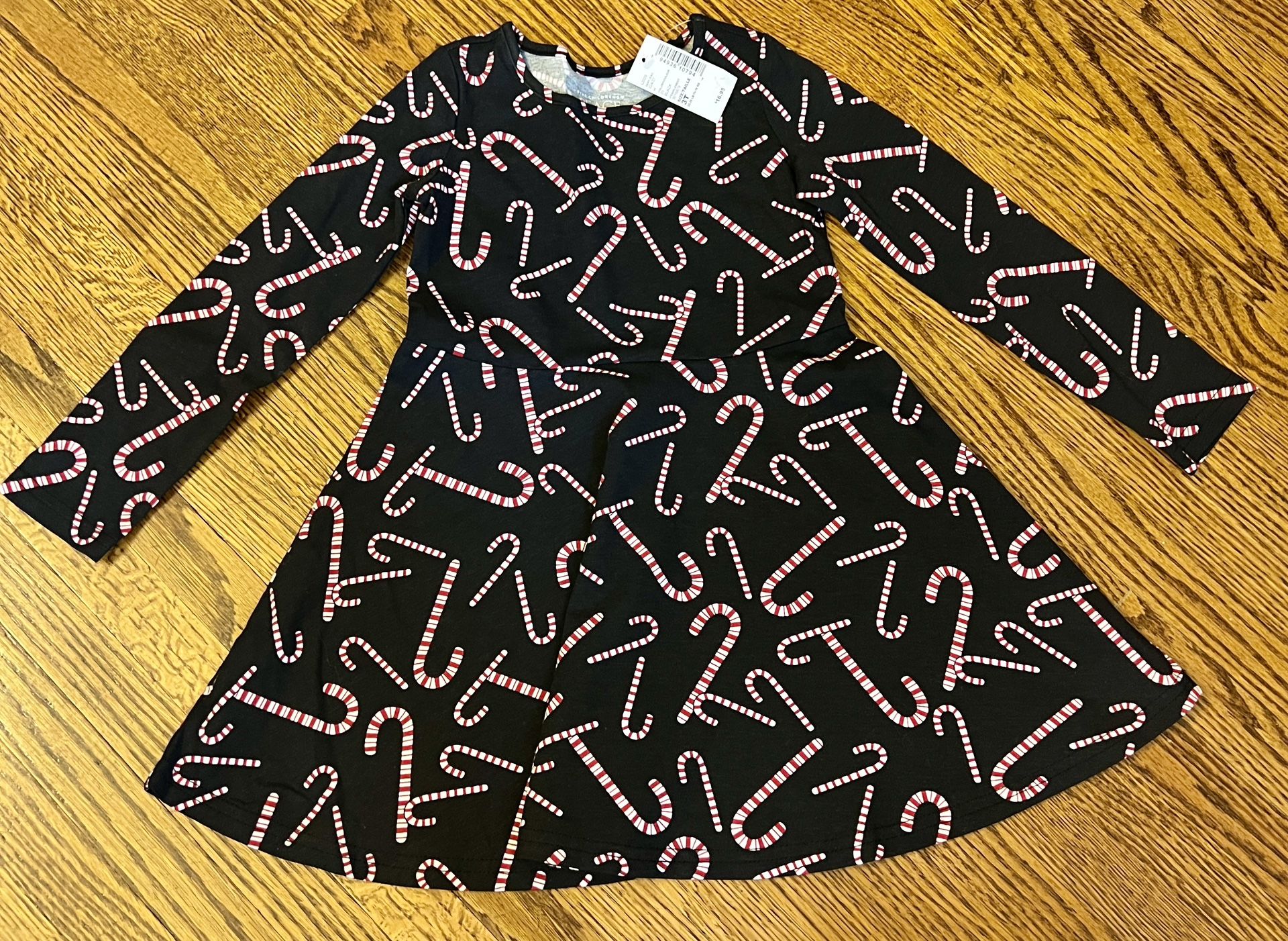 The Children's Place Black Candy Cane Print Toddler Dress size 3T NWT