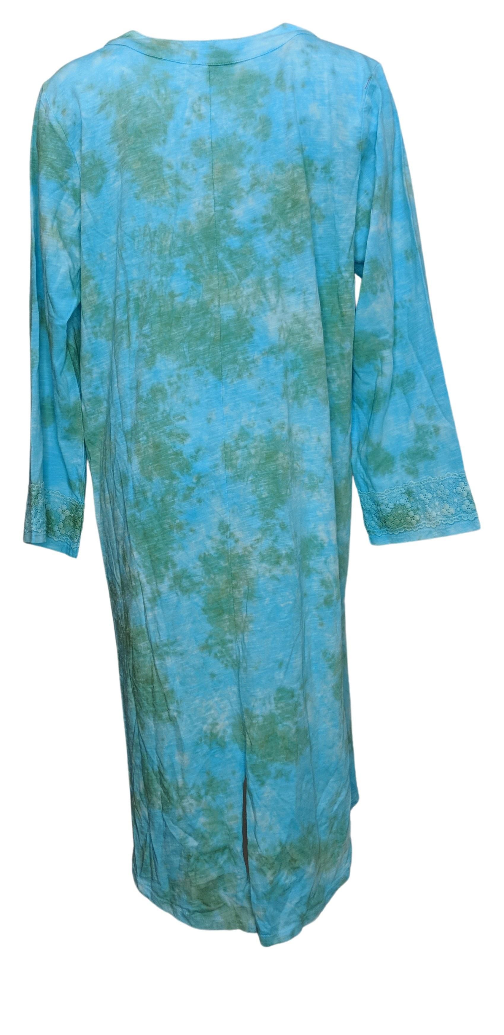 LOGO Lavish by Lori Goldstein Women's Sweater Sz XL Tie Dyed Duster Blue A394116