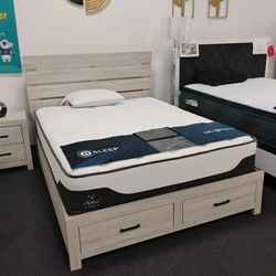 Platform Queen Bed Frame With Drawers Great Condition