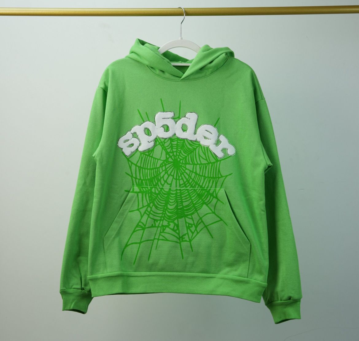 Slime Green Sp5der Worldwide Hoodie