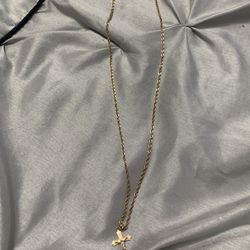 20 Inch Gold Rope Chain With Jesus Cross Charm Also 10k Gold