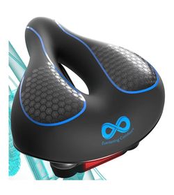 Bike Seat Cushion (10"x8") Memory Foam Saddle - Universal Fit Mountain, Stationary, Cruiser Bikes