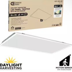2 ft. x 4 ft. Daylight Harvesting LED Panel Light Troffer w/ Motion Sensor Adjustable CCT Lumens Watts 120-277V Dimmable