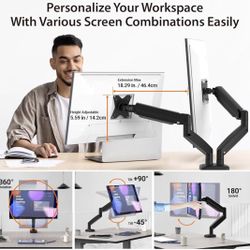 j5create Ergonomic Dual Monitor Mount 2 Screens 17”-32”