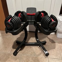 Bowflex Selecttech 552 Adjustable Dumbbell Set Weights With Rack