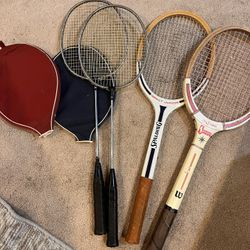 old tennis and badminton 🏸 rackets