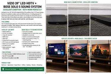 VIZIO 39" LED HDTV + BOSE SOLO TV SOUND SYSTEM – GREAT CONDITION