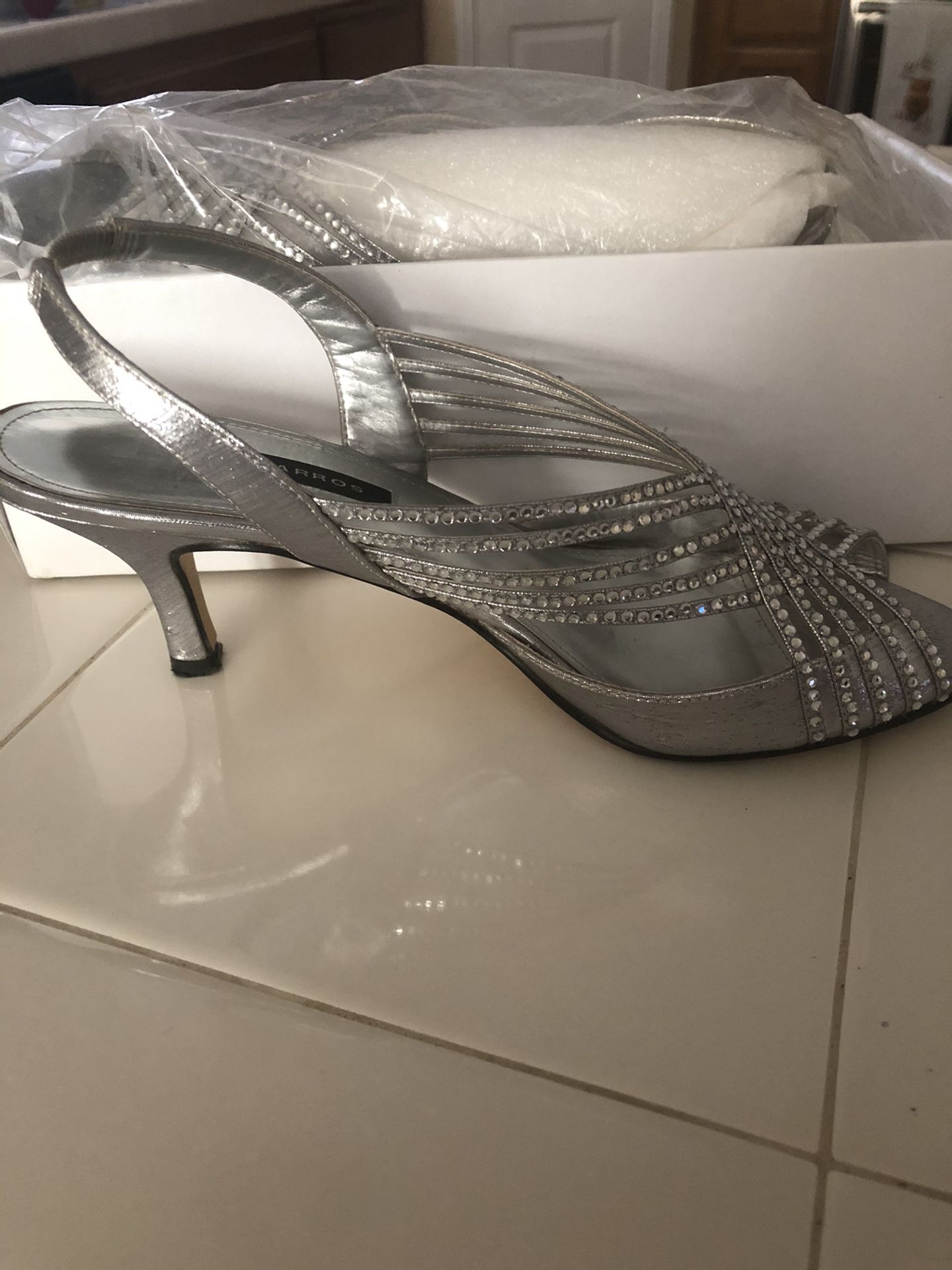 Caparros, Silver, 7 1/2, 2 1/2 Inch Heel, Wore 1 Time