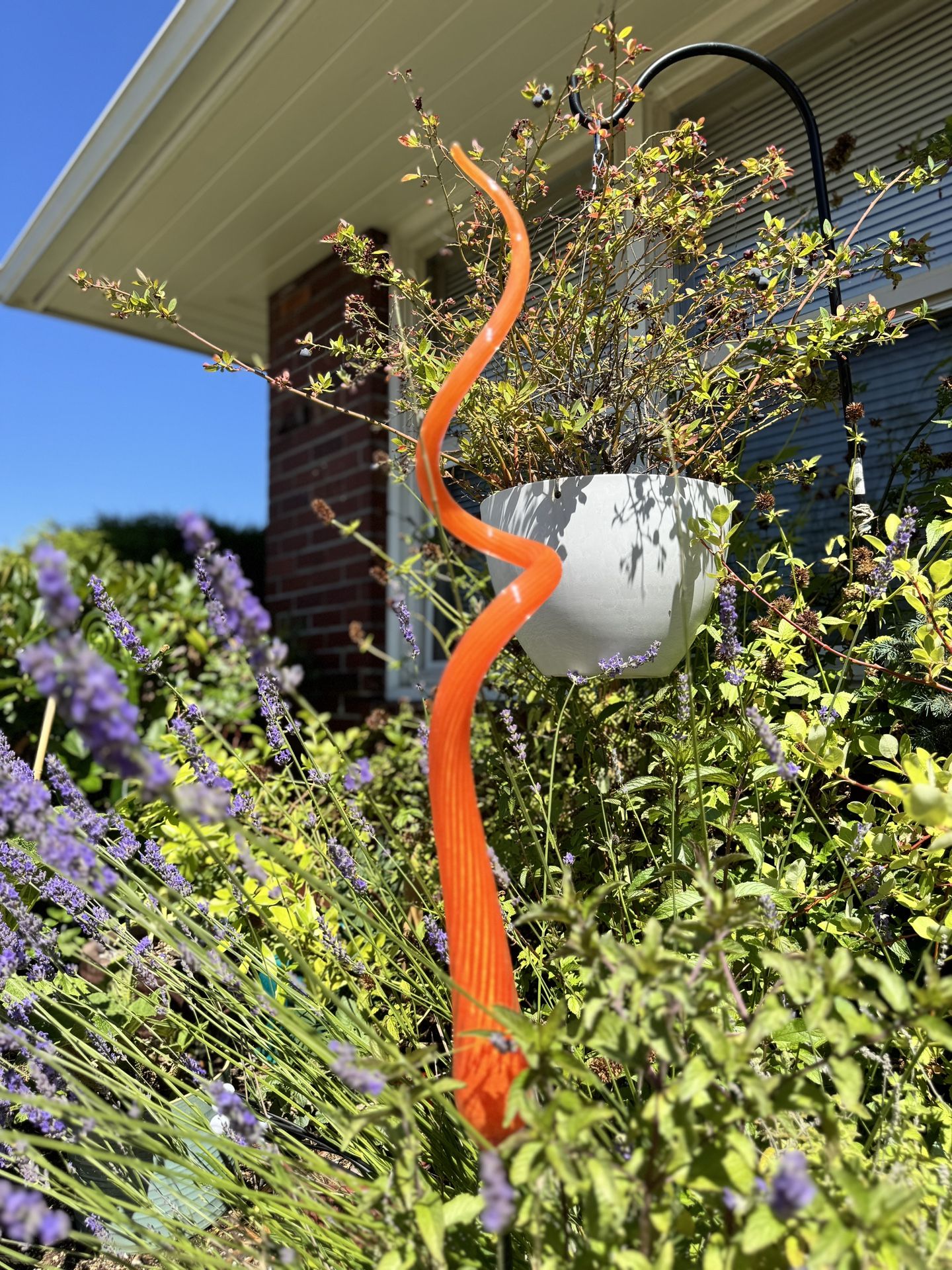 Blown Glass Garden Orange Spiral Art (Swansons Nursery)