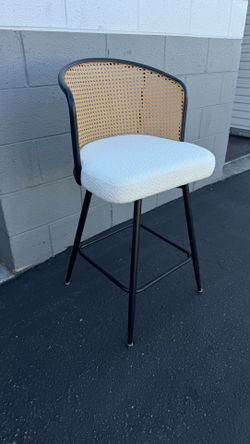 Foreate Cane Swivel Barstools Set of 3, 26" Seat Counter Height