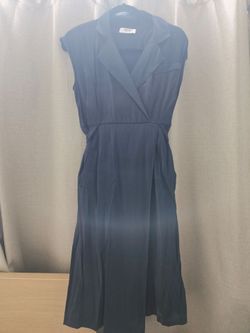 Navy blue two side pocket 1 piece