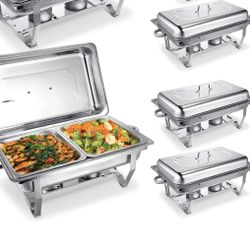 4 Pack  2 Tray Chafing Dish Buffet Stainless Steel 10 Quart