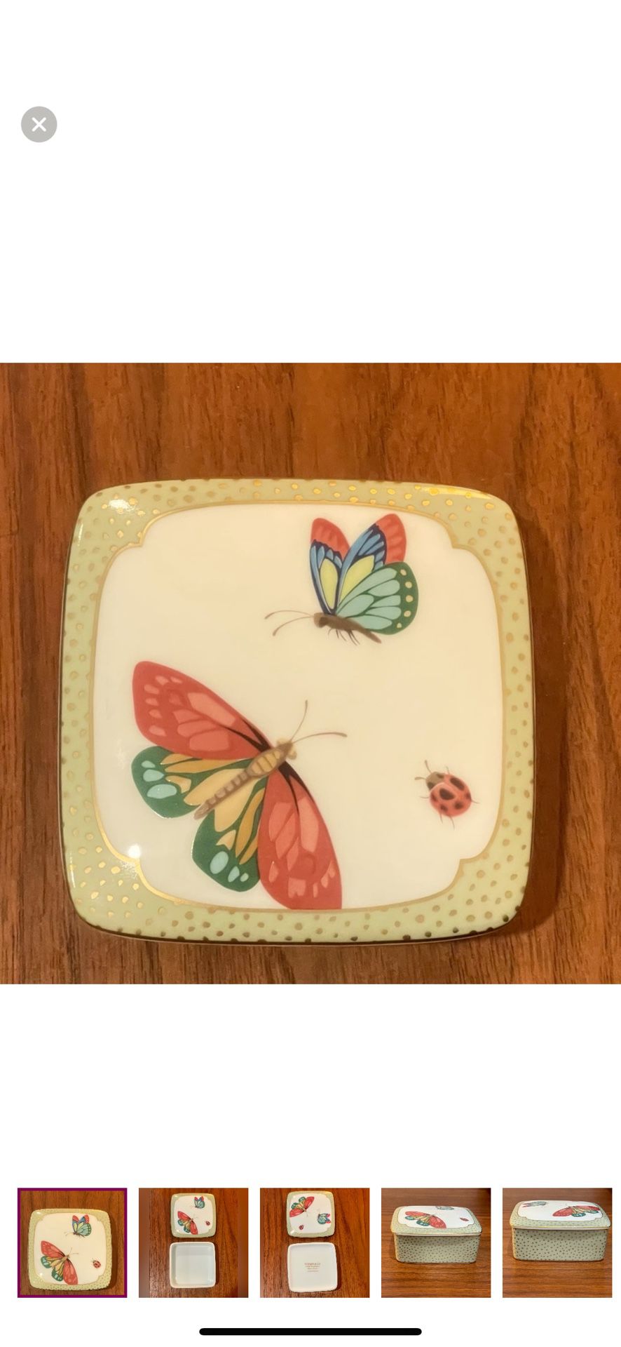Like new!! Tiffany & Co. Limoges Butterflies & Lady Bug Porcelain Trinket Box c. 2000