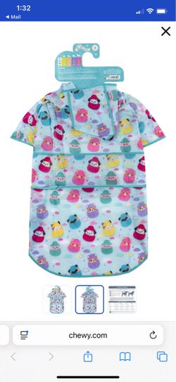 Squishmallows Waterproof & Lightweight Dog  Raincoat, X-Large