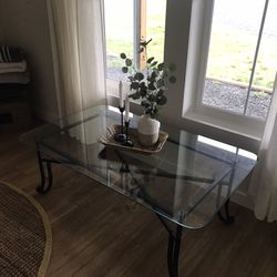 Rod Iron, Glass Top Table 