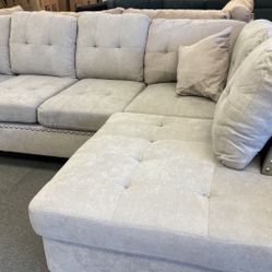 Brand New Mushroom Color Velvet Like Sectional Sofa Couch (New In Box) 