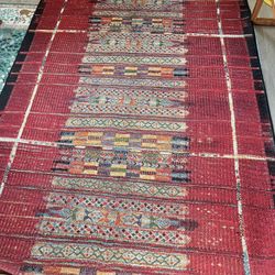 Indoor/outdoor boho red area rug 5 x 7