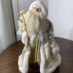 Vintage 20” St Nicholas Figurine -White Gold Christmas 