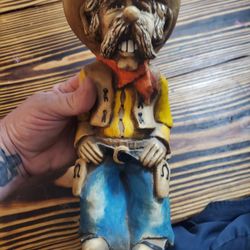 Vintage shade tree creations 1981 Wood Carved cowboy