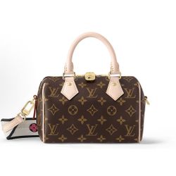LOUIS VUITTON Speedy 20 Classic Old Flower Detachable Adjustable Shoulder Strap Canvas Cowhide Trim Pillow Bag Handbag Shoulder Bag Crossbody (p300)