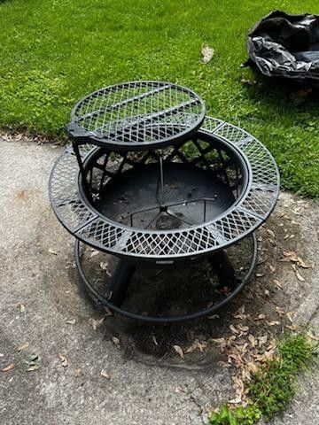 Portable Wood Burning Firepit With Adjustable Cooking Grid